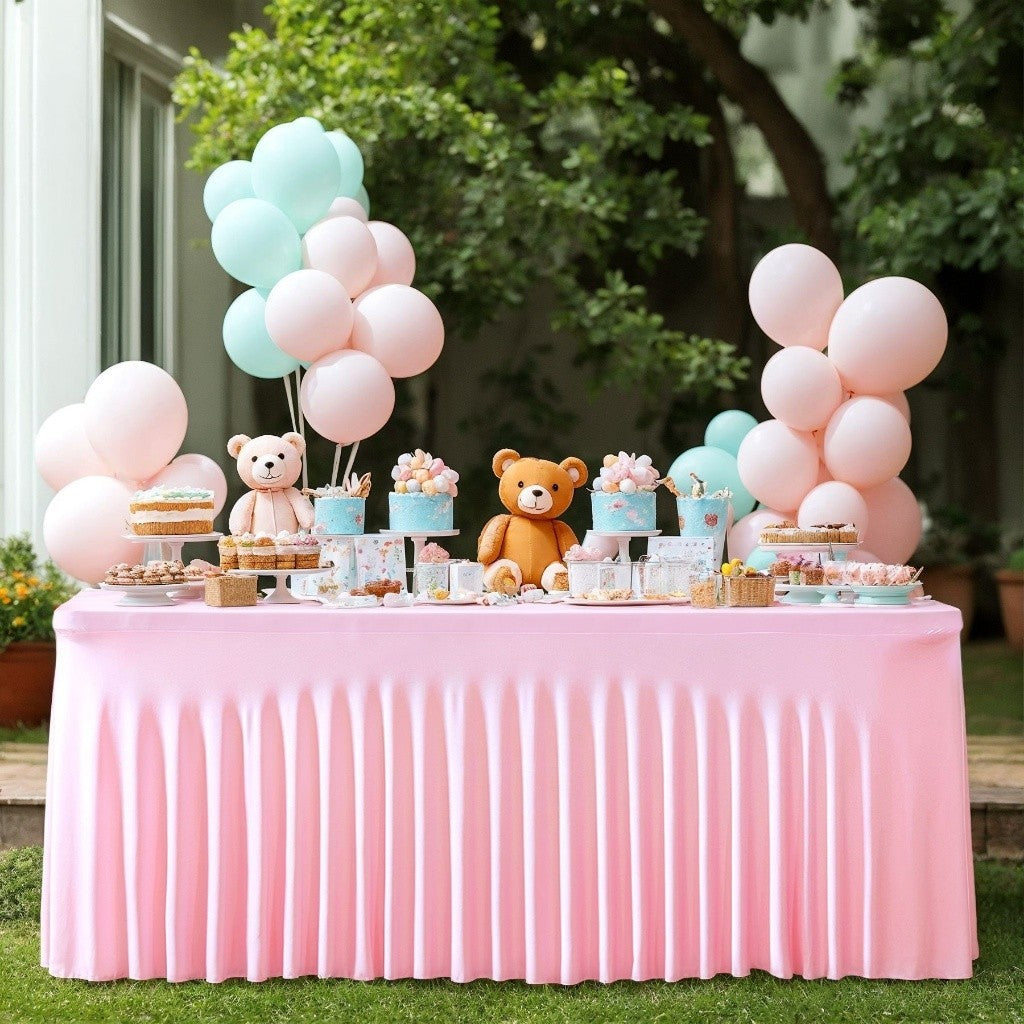 4/6/8ft Tablecloth Rectangular & Skirt Ruffle Style Conference Hotel Wedding Party Decoration Table Cloth Cover