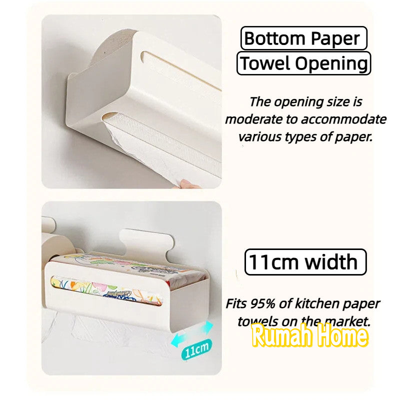 Magnetic Fridge Paper Towel Holder Kitchen Tissue Organiser Rack Wall Mount No Drill Shelf Space Saving Storage Box