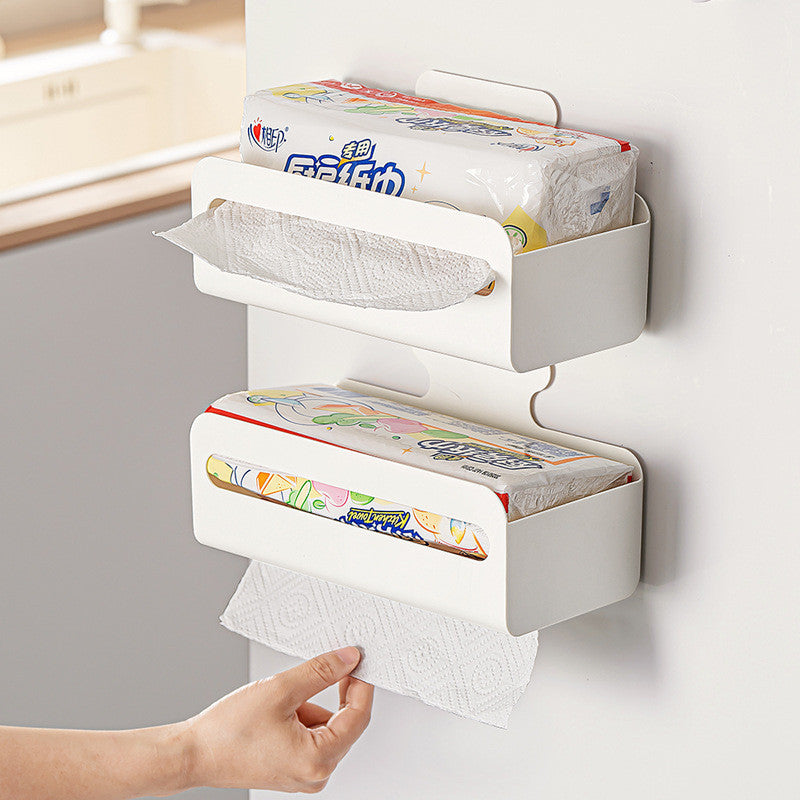 Magnetic Fridge Paper Towel Holder Kitchen Tissue Organiser Rack Wall Mount No Drill Shelf Space Saving Storage Box