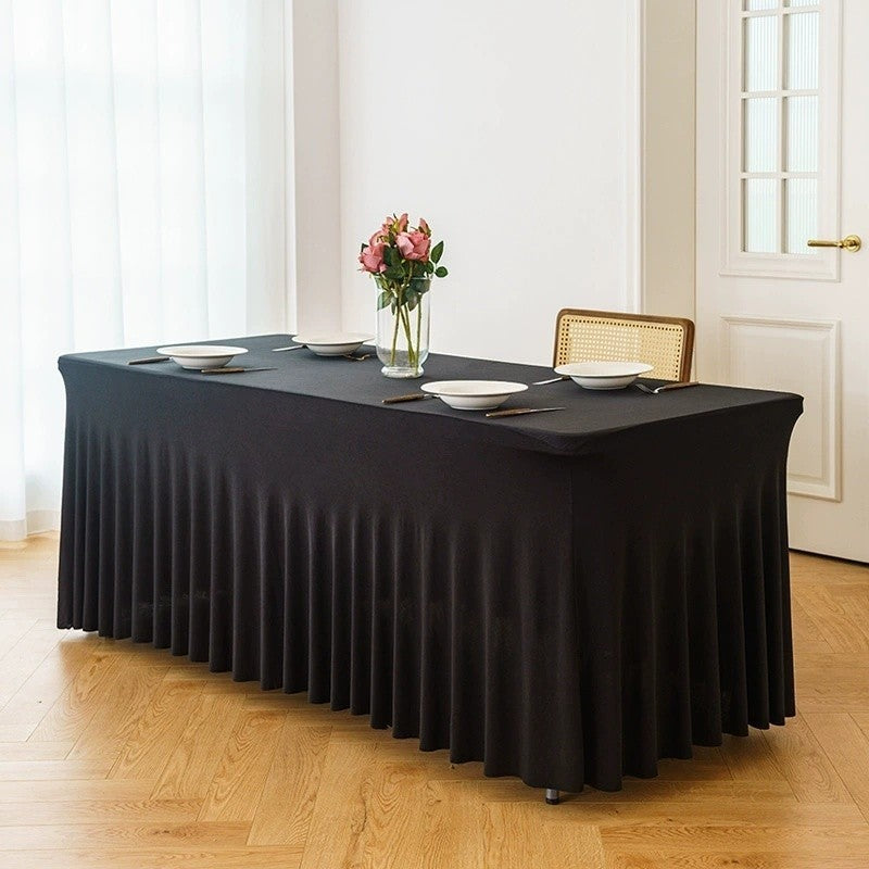 4/6/8ft Tablecloth Rectangular & Skirt Ruffle Style Conference Hotel Wedding Party Decoration Table Cloth Cover