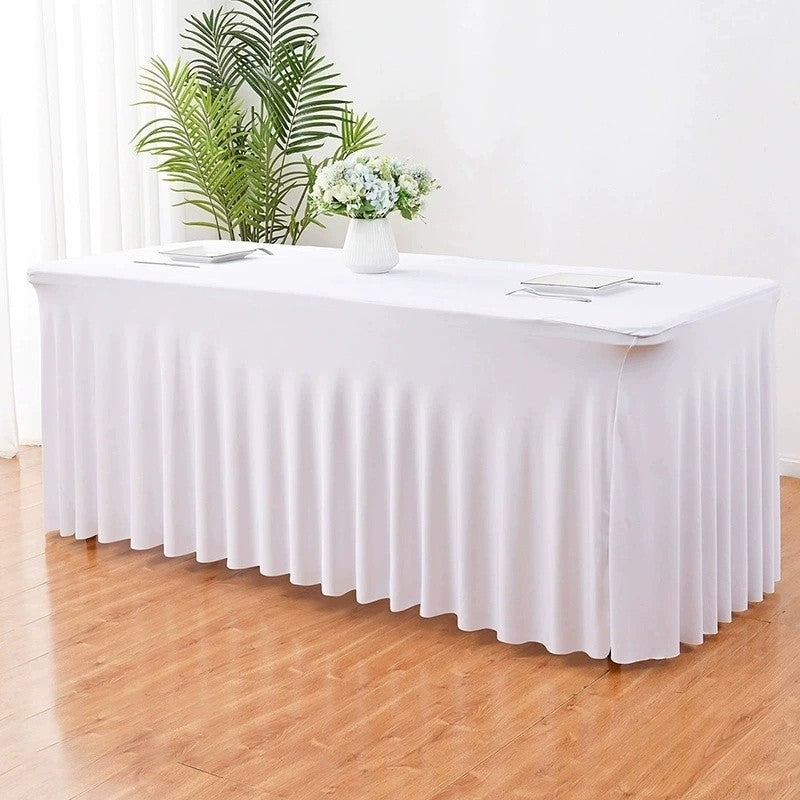 4/6/8ft Tablecloth Rectangular & Skirt Ruffle Style Conference Hotel Wedding Party Decoration Table Cloth Cover