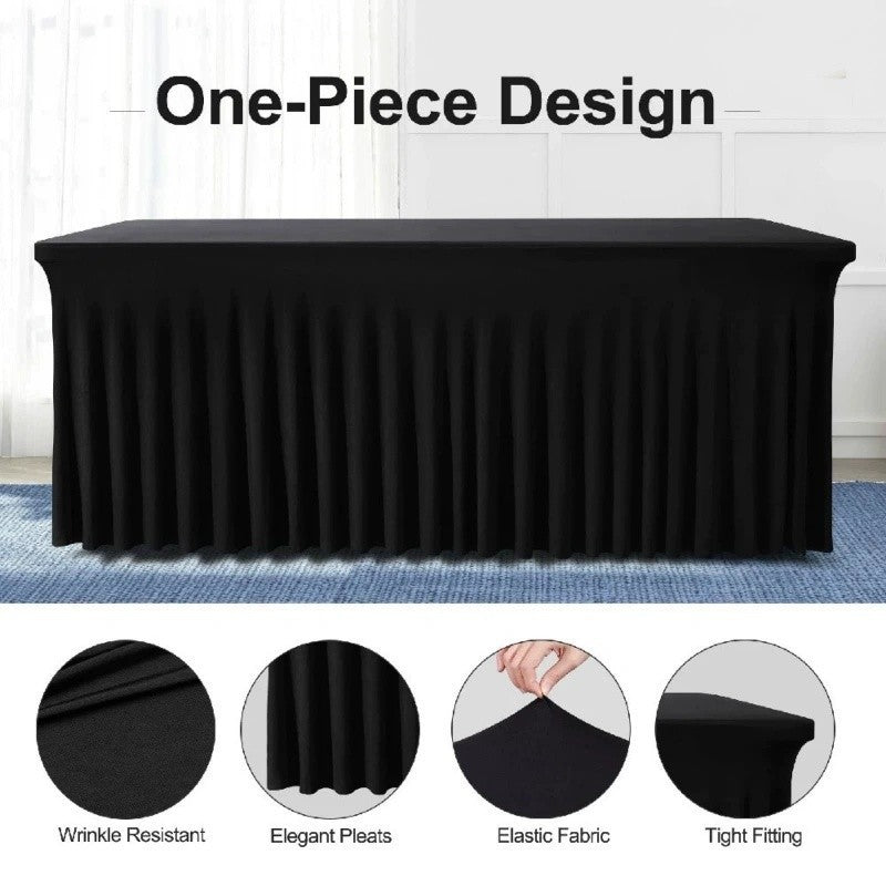4/6/8ft Tablecloth Rectangular & Skirt Ruffle Style Conference Hotel Wedding Party Decoration Table Cloth Cover