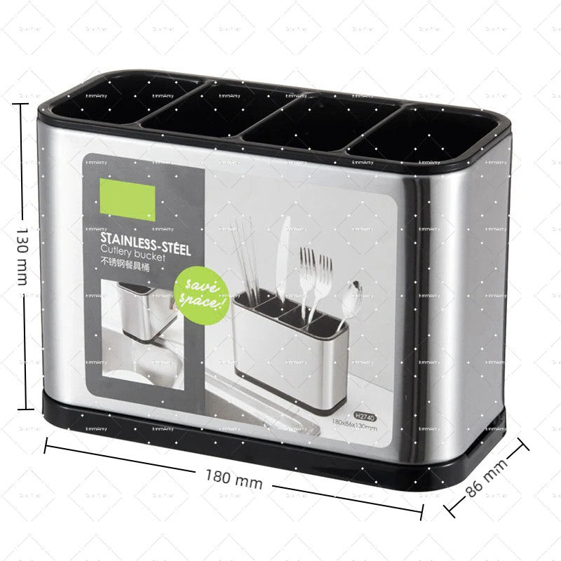 Kitchen Storage Stainless Steel Utensil Knife Cutlery Holder Organiser -Spoon Fork Chopsticks Water Drainer