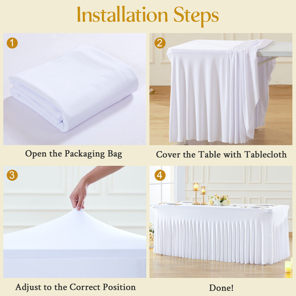 4/6/8ft Tablecloth Rectangular & Skirt Ruffle Style Conference Hotel Wedding Party Decoration Table Cloth Cover