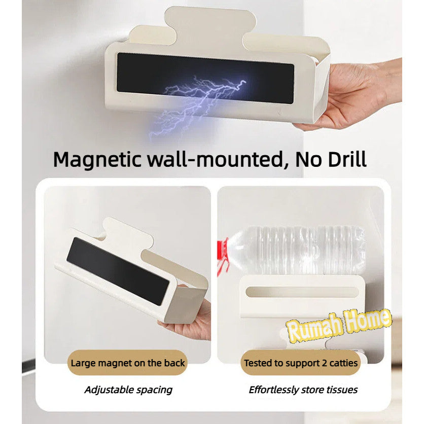 Magnetic Fridge Paper Towel Holder Kitchen Tissue Organiser Rack Wall Mount No Drill Shelf Space Saving Storage Box
