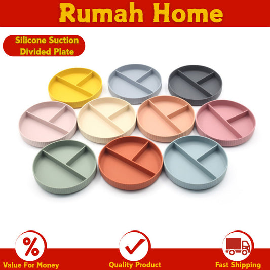 Silicone Suction Divided Plate For Baby Kids Feeding  Food Grade Silicone