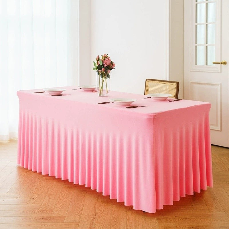 4/6/8ft Tablecloth Rectangular & Skirt Ruffle Style Conference Hotel Wedding Party Decoration Table Cloth Cover