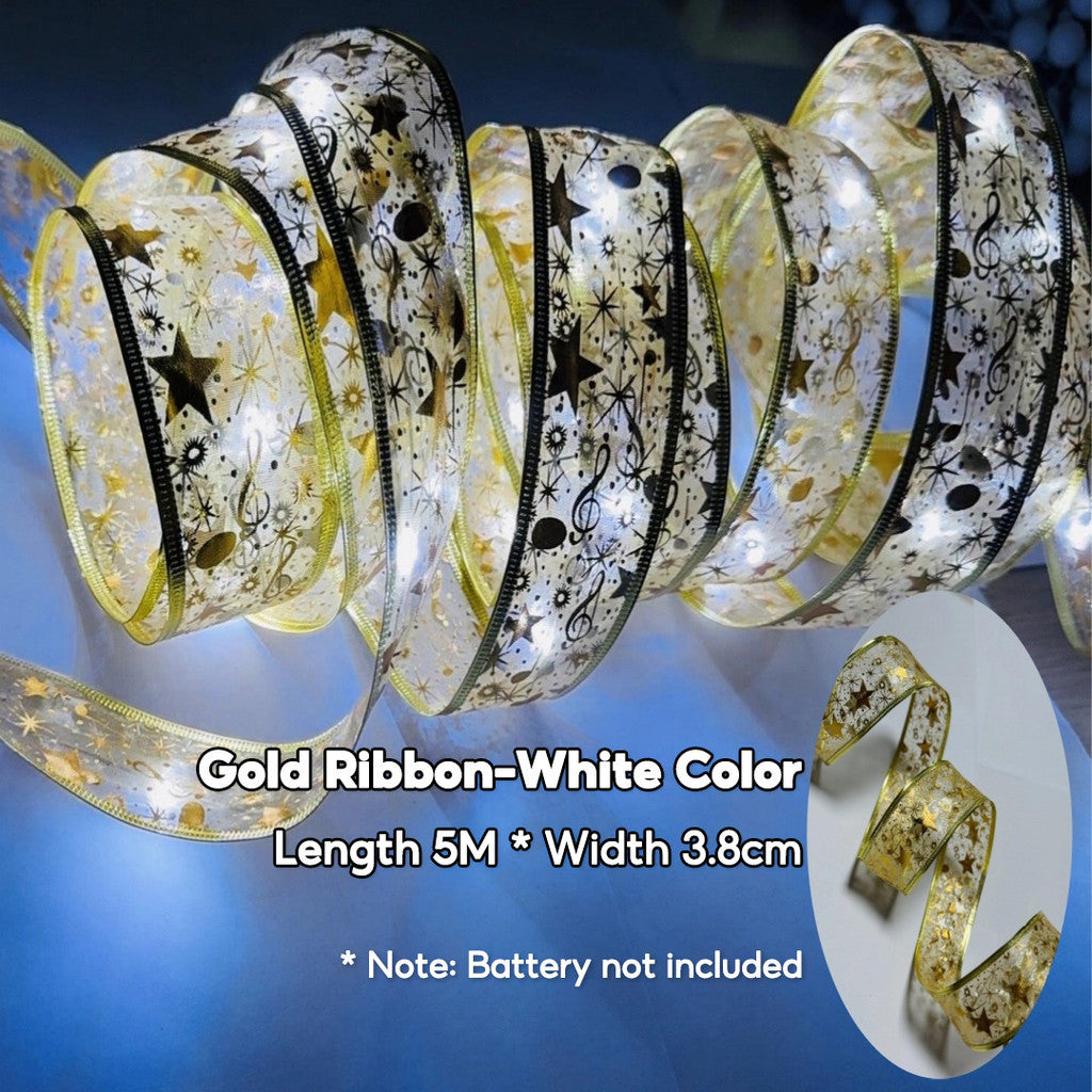 Christmas Fairy LED Lights 2M/5M Colorful Ribbon String Lights Hanging Lamp Bouquet/Gift Box Decorationsa