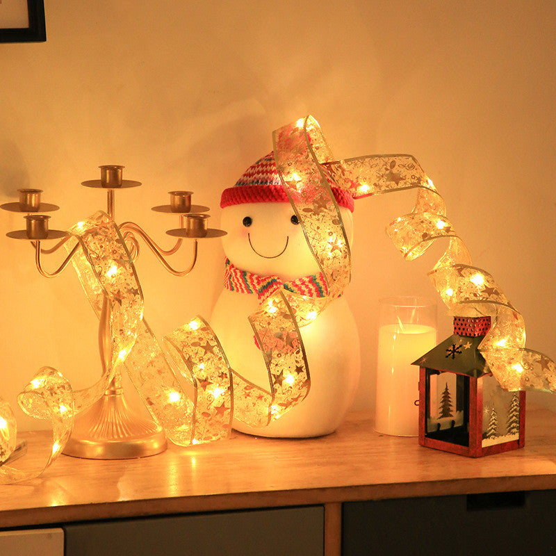 Christmas Fairy LED Lights 2M/5M Colorful Ribbon String Lights Hanging Lamp Bouquet/Gift Box Decorationsa