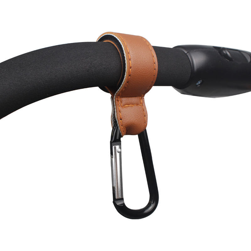 Premium Leather Stroller Hook - 20kg Heavy Duty Carabiner for Bicycle, Baby Bags, Grocery, Camping, Travel & Car Hanger