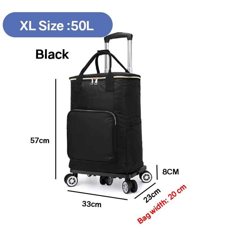 Heavy Duty Foldable Shopping Trolley with Wheels | Retractable Grocery Cart | Portable Supermarket Trolley Bag