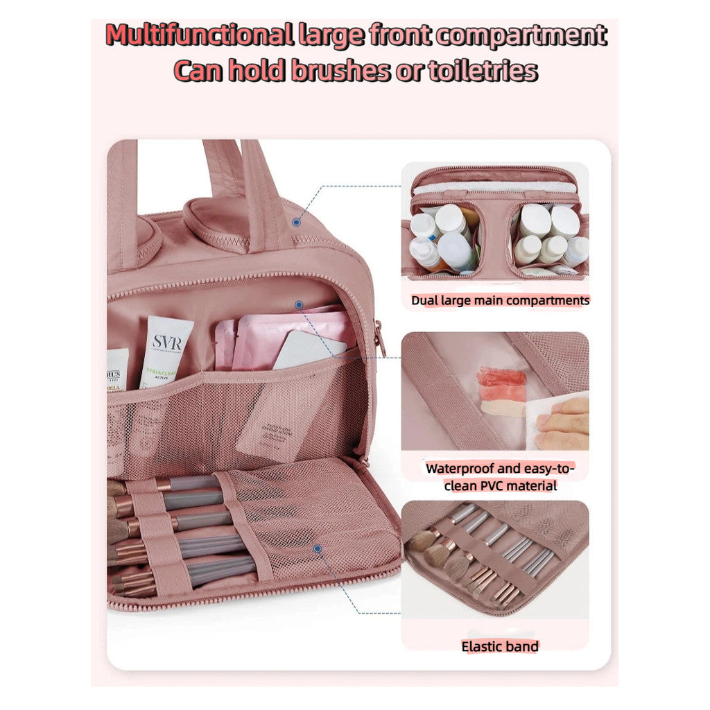 4-in-1 Puffy Multi-Functional Toiletry Bag– Large Capacity Waterproof Travel Luggage/Cosmetic Organizer Makeup Pouch