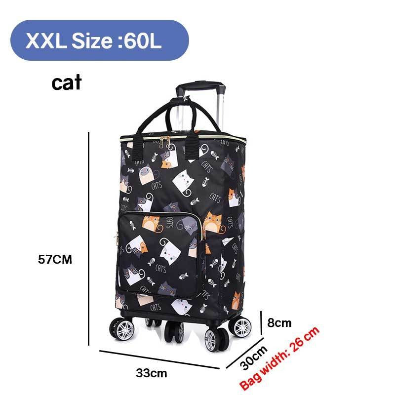 Heavy Duty Foldable Shopping Trolley with Wheels | Retractable Grocery Cart | Portable Supermarket Trolley Bag