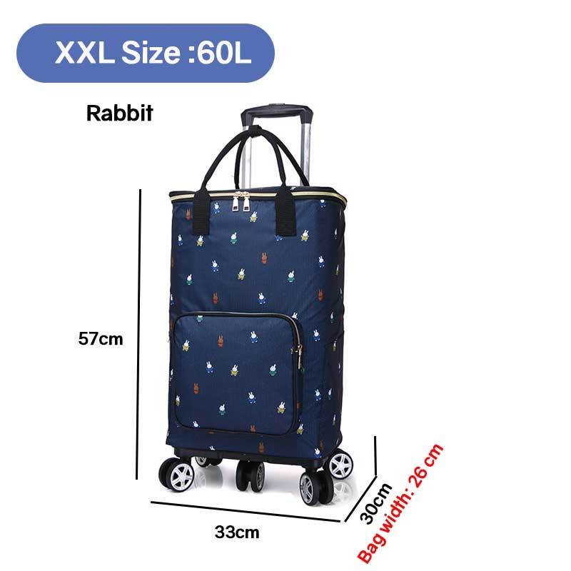 Heavy Duty Foldable Shopping Trolley with Wheels | Retractable Grocery Cart | Portable Supermarket Trolley Bag
