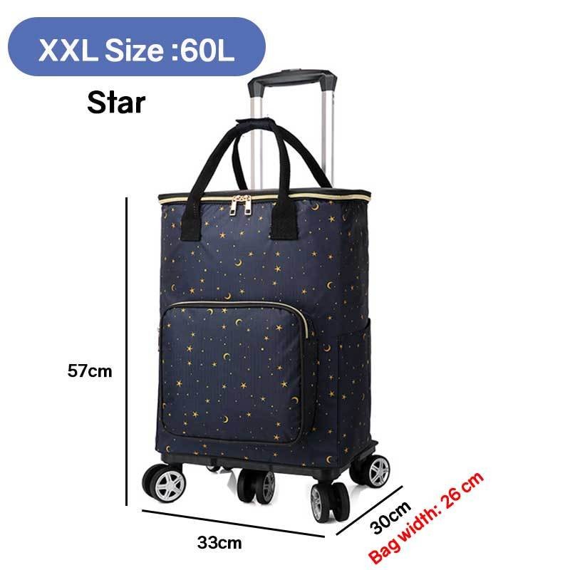 Heavy Duty Foldable Shopping Trolley with Wheels | Retractable Grocery Cart | Portable Supermarket Trolley Bag