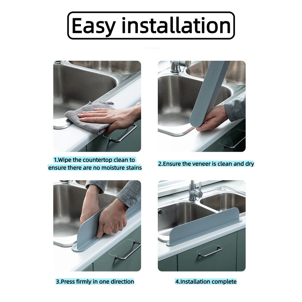 Silicone Kitchen Splash Guard for Sink Countertop, Dish Washing Waterproof Anti-Splash Barrier Suction Cup Design