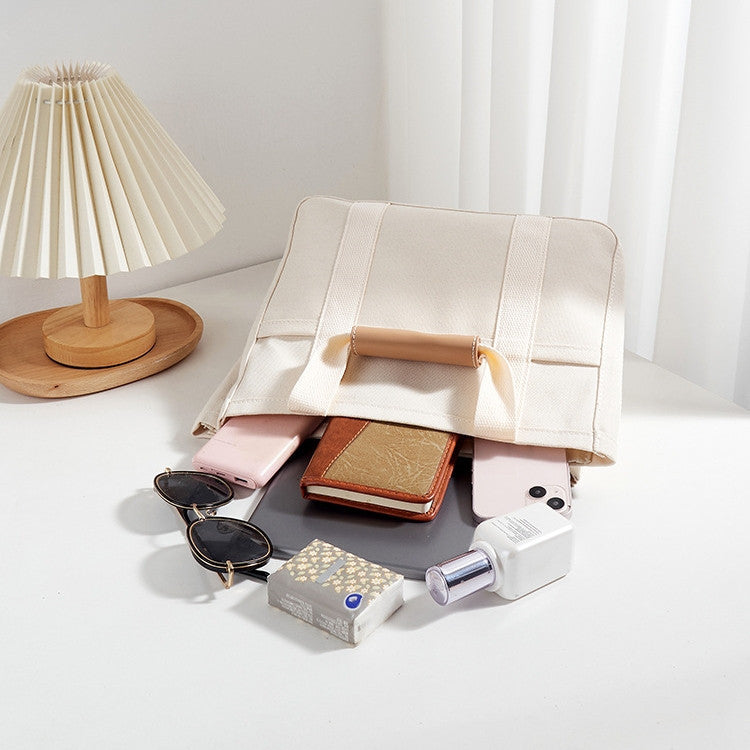 Canvas Diaper Tote Bag -Multi-Compartment Mommy Bag With  Adjustable Strap for Travel & Daily Use