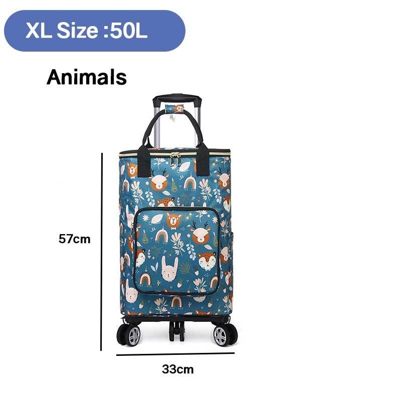 Heavy Duty Foldable Shopping Trolley with Wheels | Retractable Grocery Cart | Portable Supermarket Trolley Bag