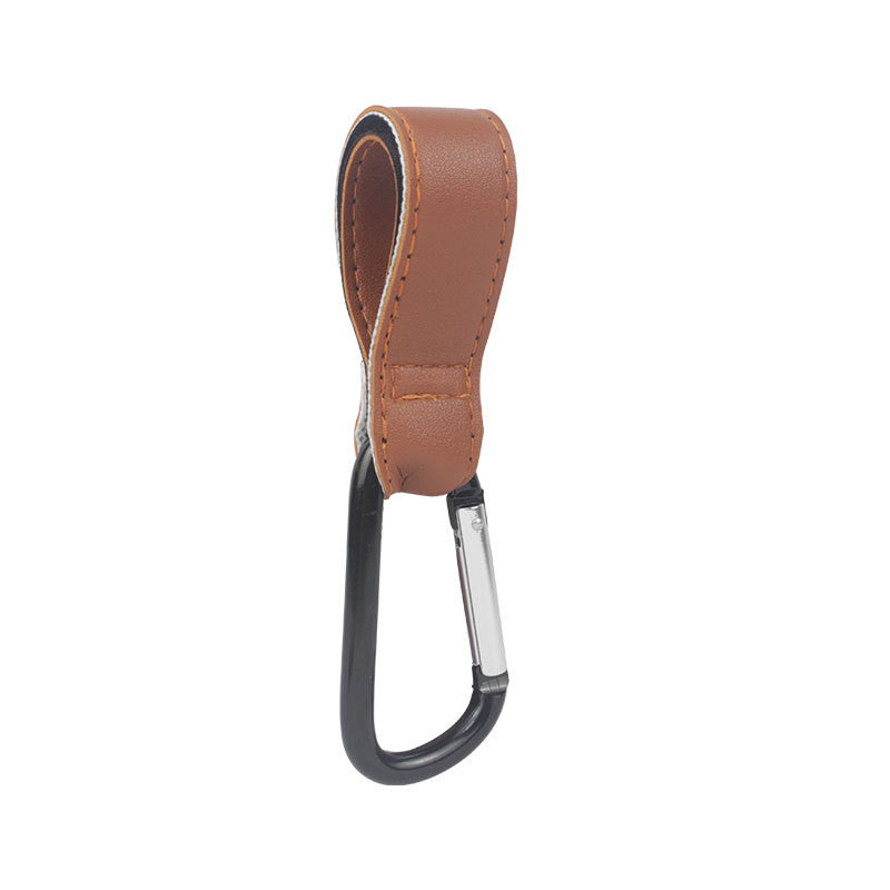 Premium Leather Stroller Hook - 20kg Heavy Duty Carabiner for Bicycle, Baby Bags, Grocery, Camping, Travel & Car Hanger
