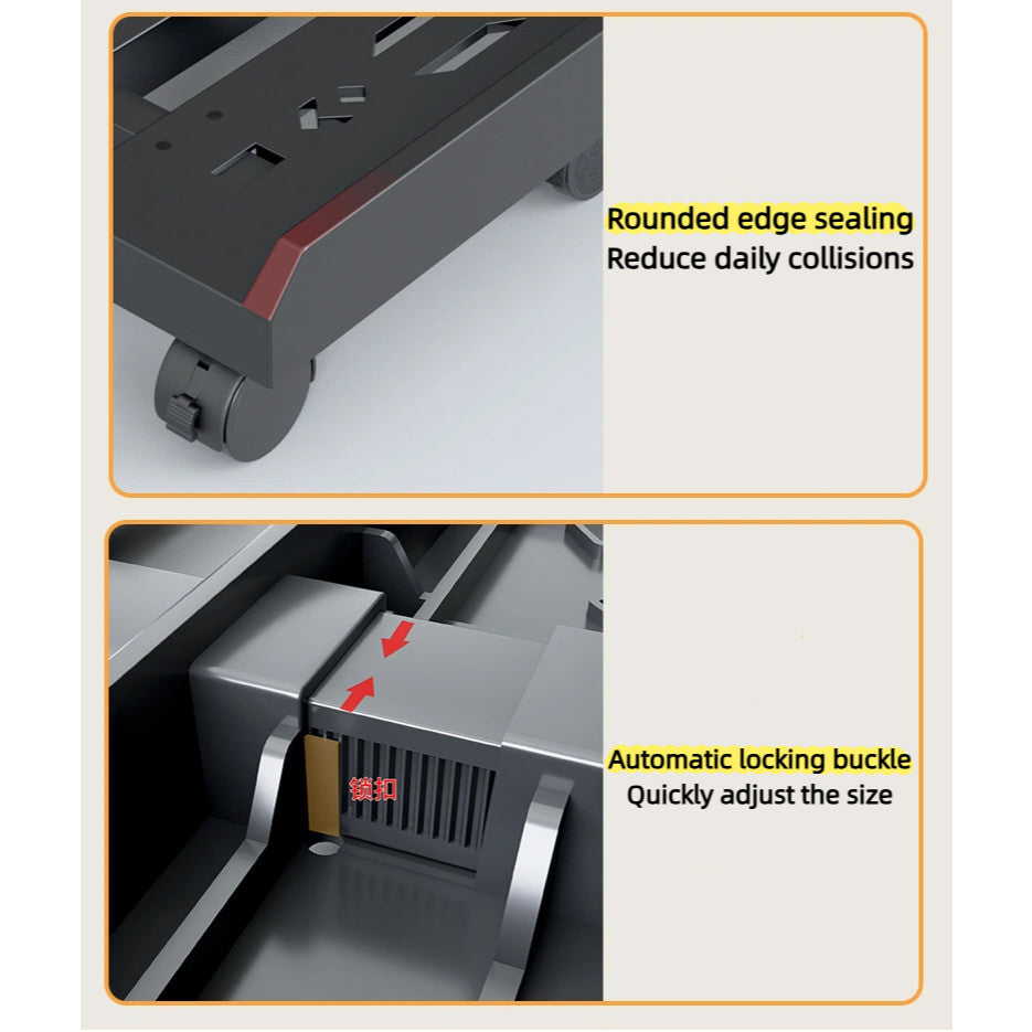 Mobile CPU Stand Adjustable with Lockable Wheels & Ventilation - Rolling Cart for PC Computer Tower Case Holder