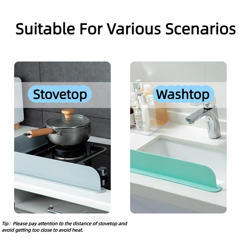Silicone Kitchen Splash Guard for Sink Countertop, Dish Washing Waterproof Anti-Splash Barrier Suction Cup Design