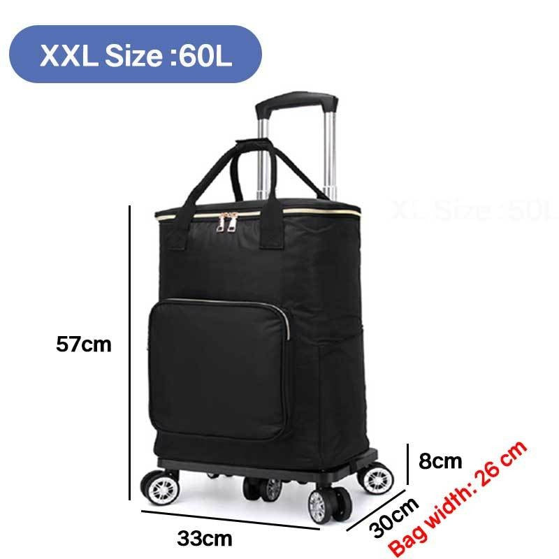 Heavy Duty Foldable Shopping Trolley with Wheels | Retractable Grocery Cart | Portable Supermarket Trolley Bag