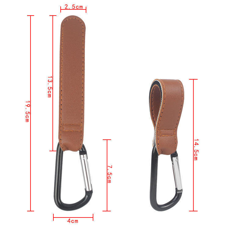 Premium Leather Stroller Hook - 20kg Heavy Duty Carabiner for Bicycle, Baby Bags, Grocery, Camping, Travel & Car Hanger