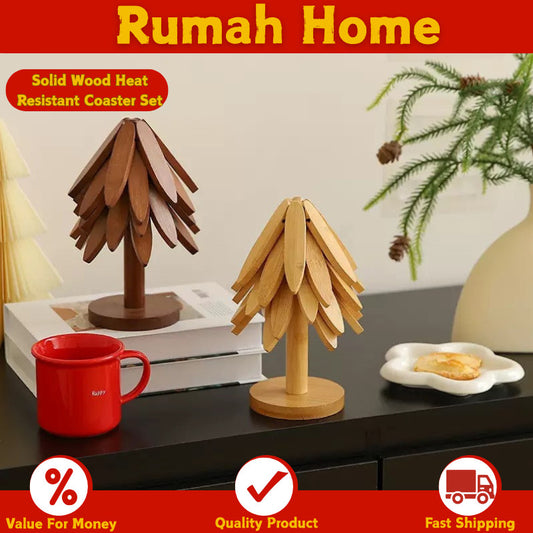 Premium Solid Wood Heat Insulation Mat - Anti-Scald Non-Slip Table Coaster for Hot Pots | Acacia/Walnut Wood | SG Seller