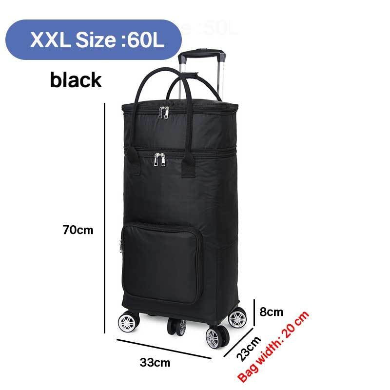 Heavy Duty Foldable Shopping Trolley with Wheels | Retractable Grocery Cart | Portable Supermarket Trolley Bag