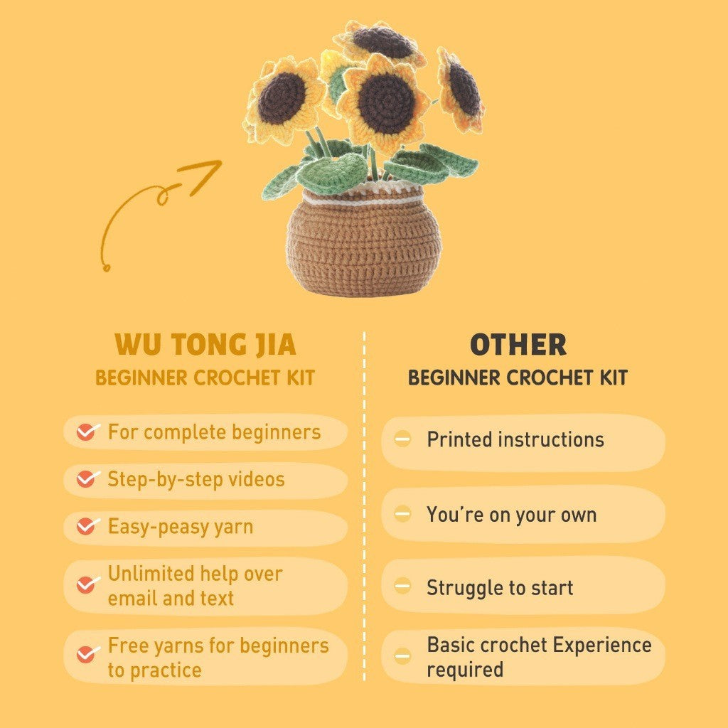 DIY Crochet Flowers Kit for Beginners Complete Crochet Knitting With Video Adorable Crochet Plant Decoration