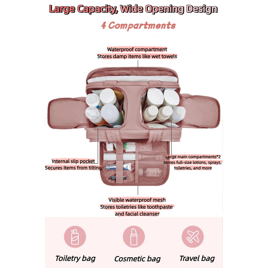 4-in-1 Puffy Multi-Functional Toiletry Bag– Large Capacity Waterproof Travel Luggage/Cosmetic Organizer Makeup Pouch