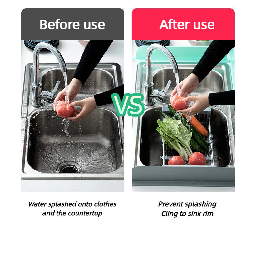 Silicone Kitchen Splash Guard for Sink Countertop, Dish Washing Waterproof Anti-Splash Barrier Suction Cup Design