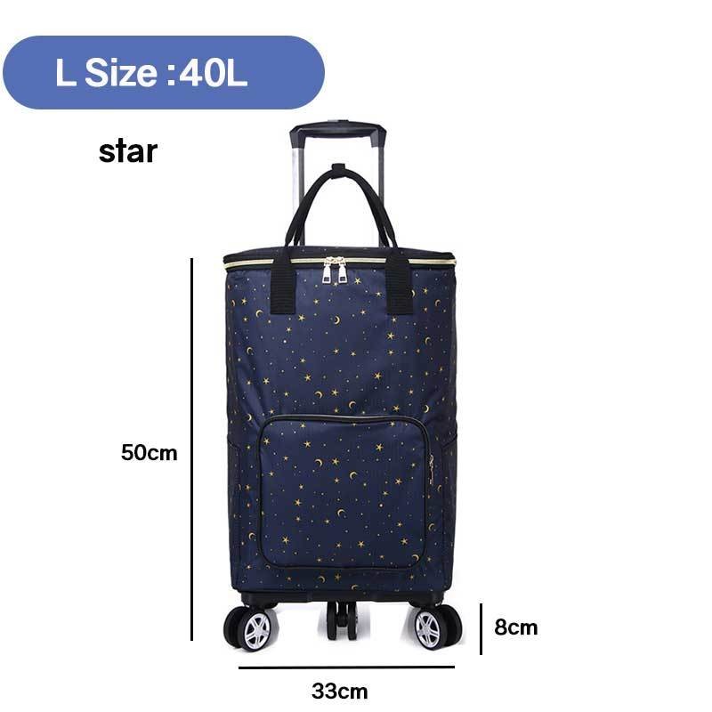 Heavy Duty Foldable Shopping Trolley with Wheels | Retractable Grocery Cart | Portable Supermarket Trolley Bag
