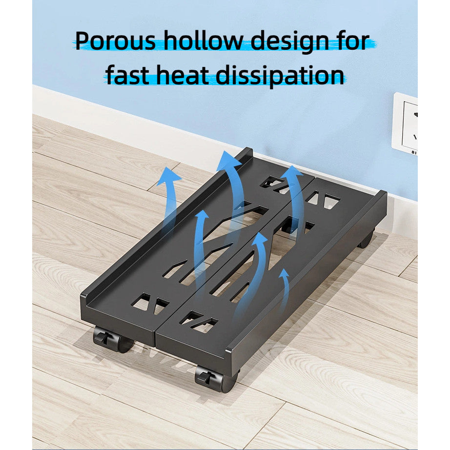 Mobile CPU Stand Adjustable with Lockable Wheels & Ventilation - Rolling Cart for PC Computer Tower Case Holder