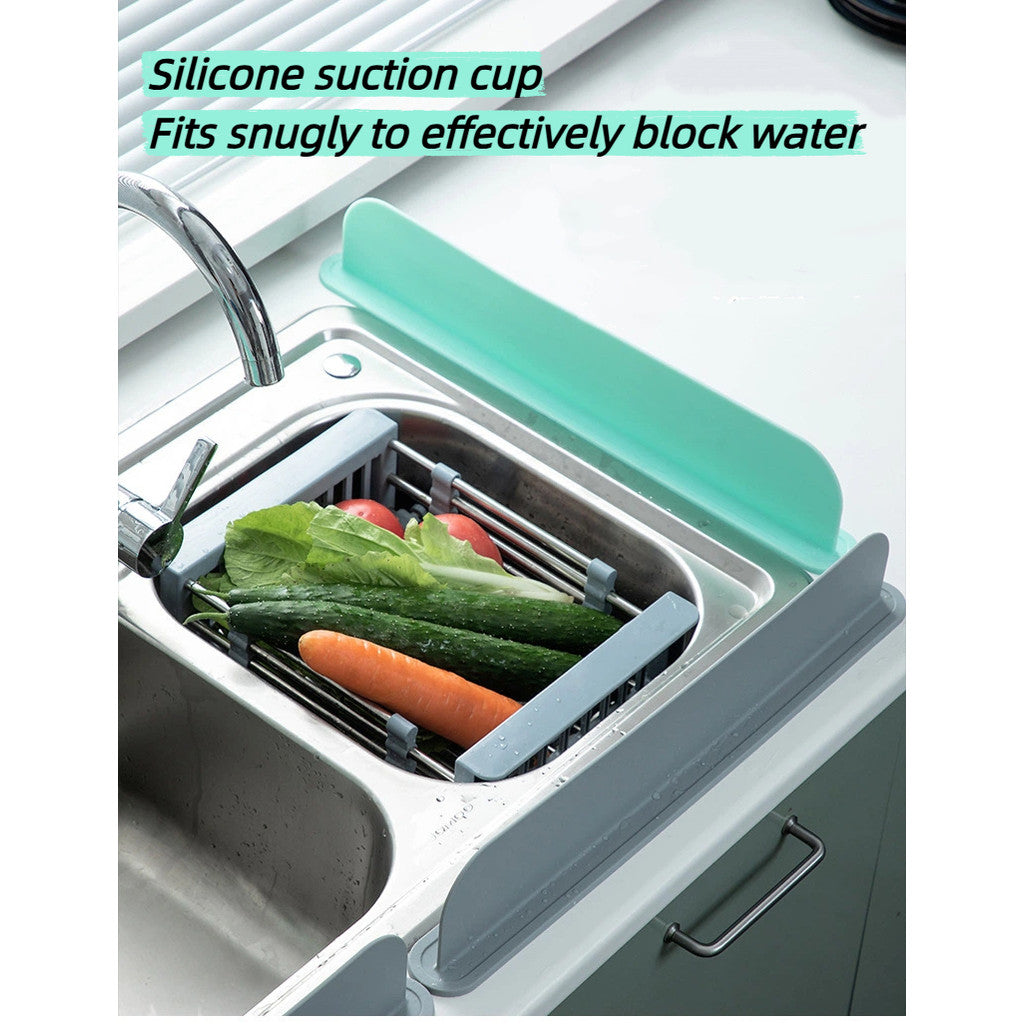 Silicone Kitchen Splash Guard for Sink Countertop, Dish Washing Waterproof Anti-Splash Barrier Suction Cup Design