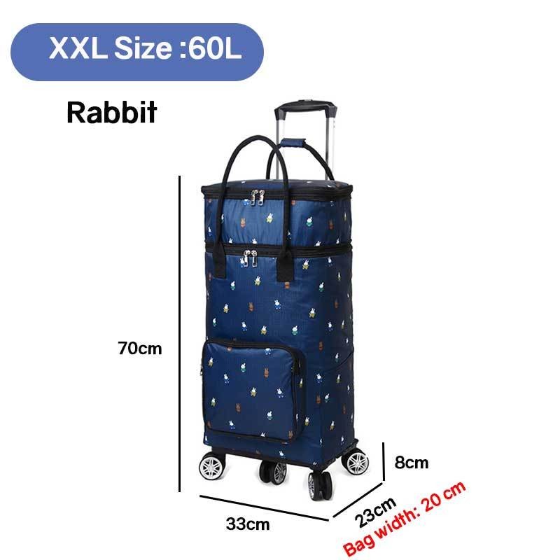 Heavy Duty Foldable Shopping Trolley with Wheels | Retractable Grocery Cart | Portable Supermarket Trolley Bag