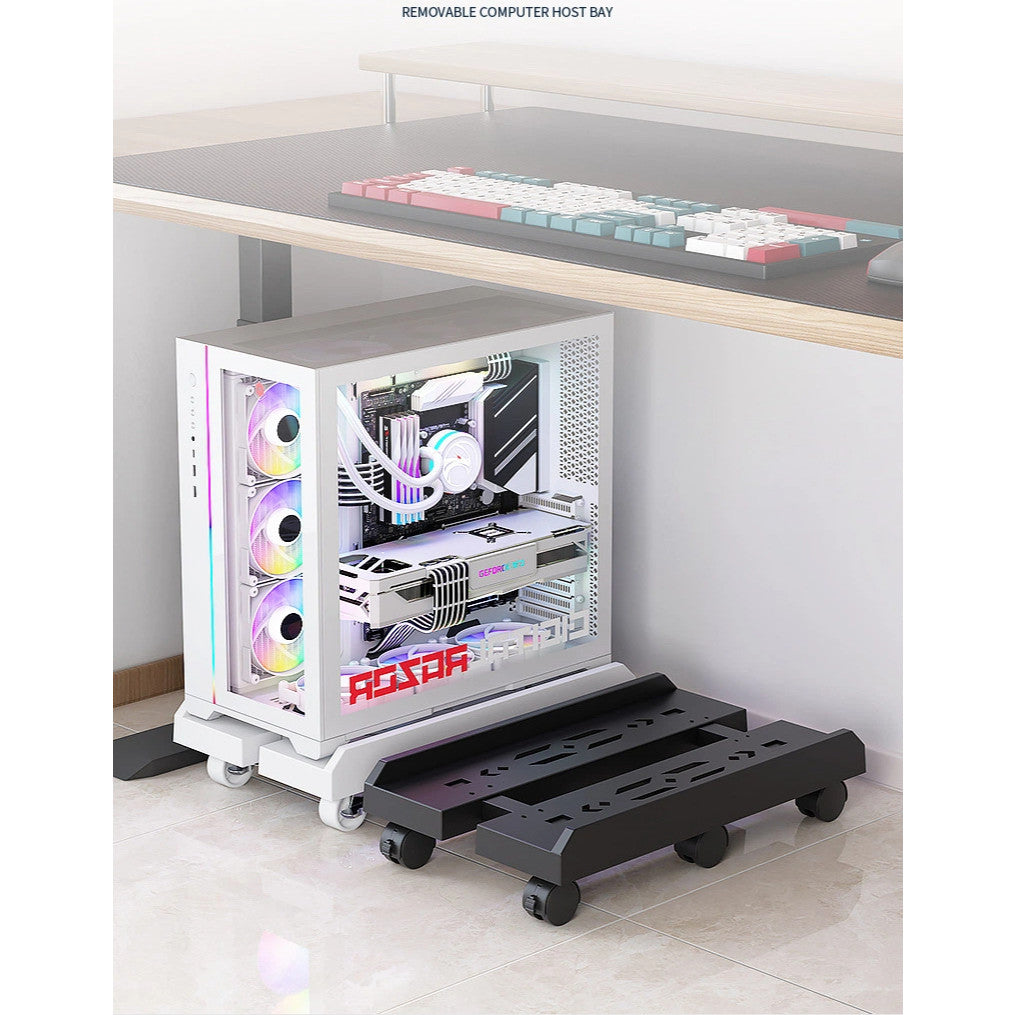 Mobile CPU Stand Adjustable with Lockable Wheels & Ventilation - Rolling Cart for PC Computer Tower Case Holder