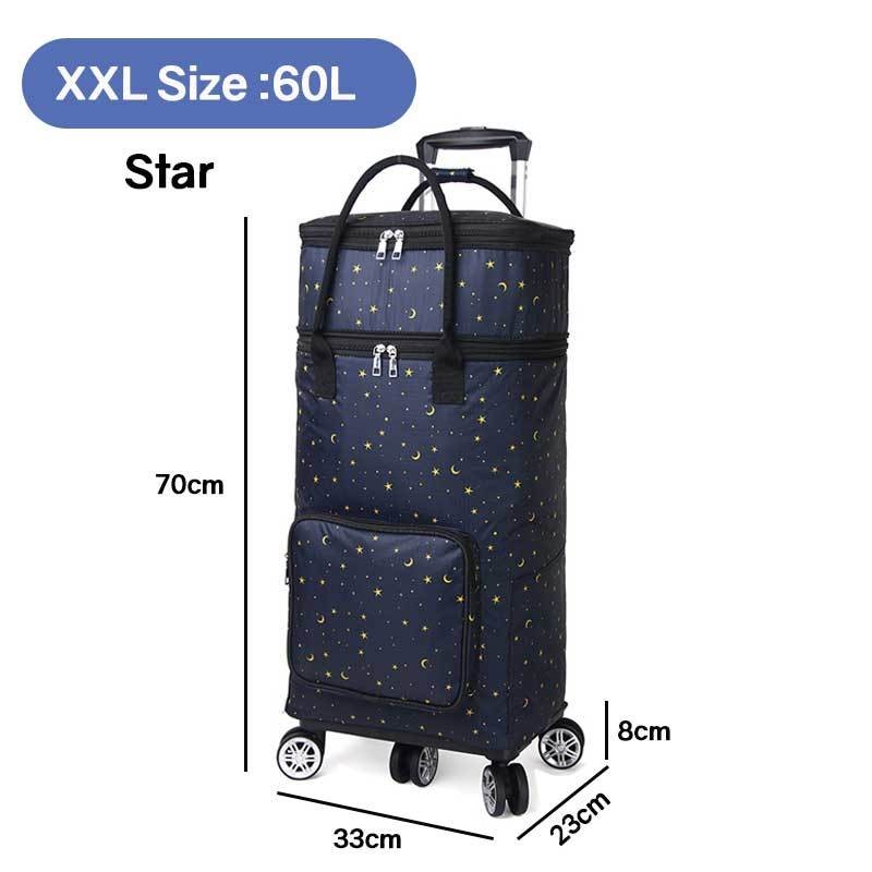 Heavy Duty Foldable Shopping Trolley with Wheels | Retractable Grocery Cart | Portable Supermarket Trolley Bag