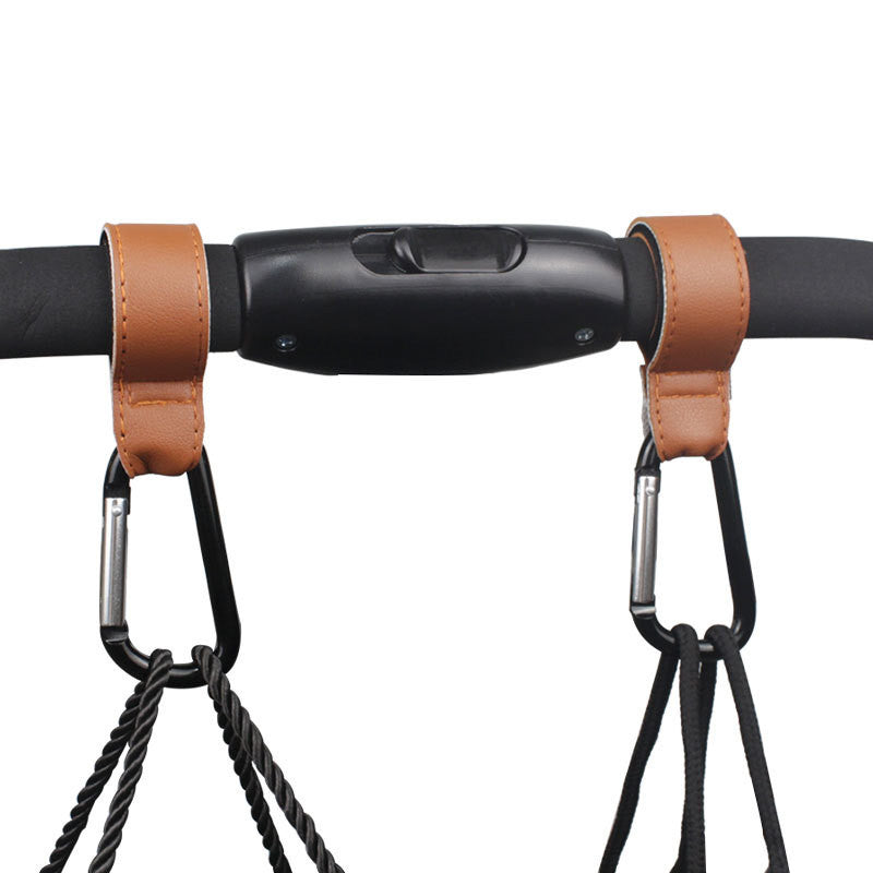 Premium Leather Stroller Hook - 20kg Heavy Duty Carabiner for Bicycle, Baby Bags, Grocery, Camping, Travel & Car Hanger