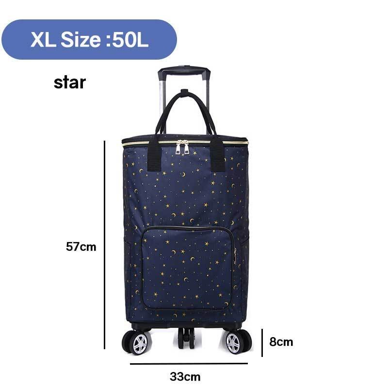 Heavy Duty Foldable Shopping Trolley with Wheels | Retractable Grocery Cart | Portable Supermarket Trolley Bag