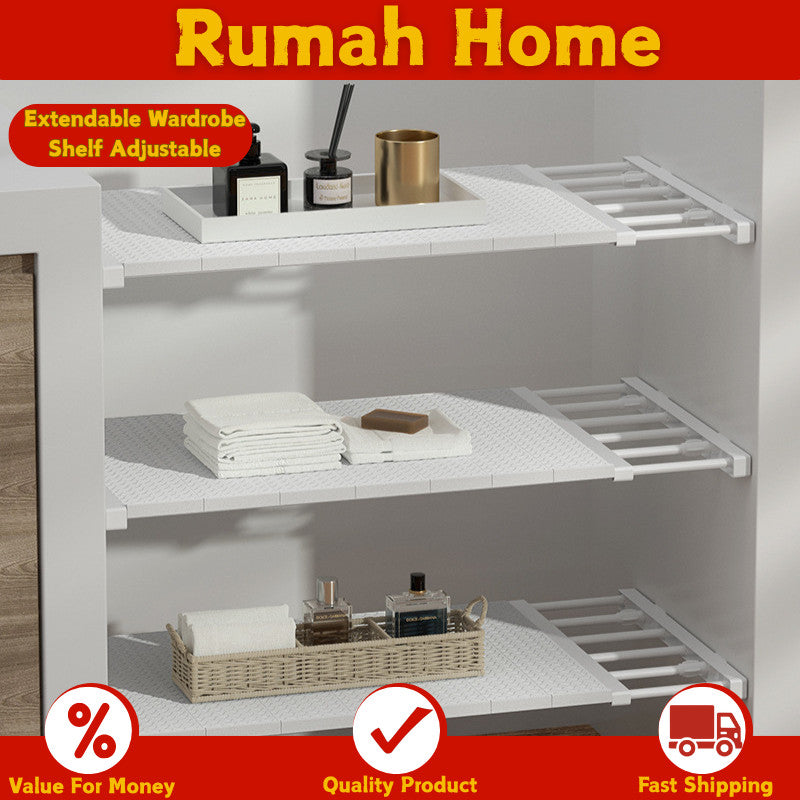 Extendable Wardrobe Shelf Adjustable Closet Organizer Rack Adjustable Extendable Wardrobe Shelf Space Saving