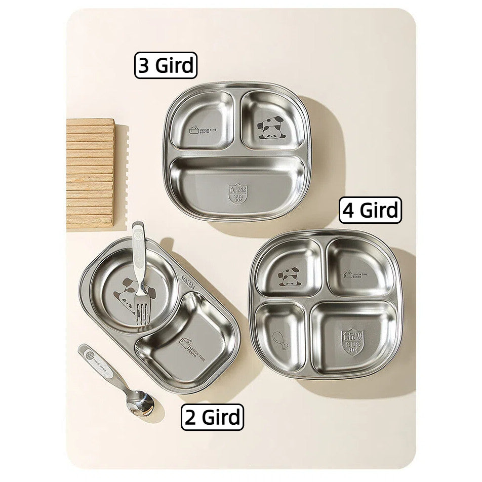 Baby Food Tray SUS 304 Stainless Food Tray Divided Dinner Tray Kids Lunch Box Container Food