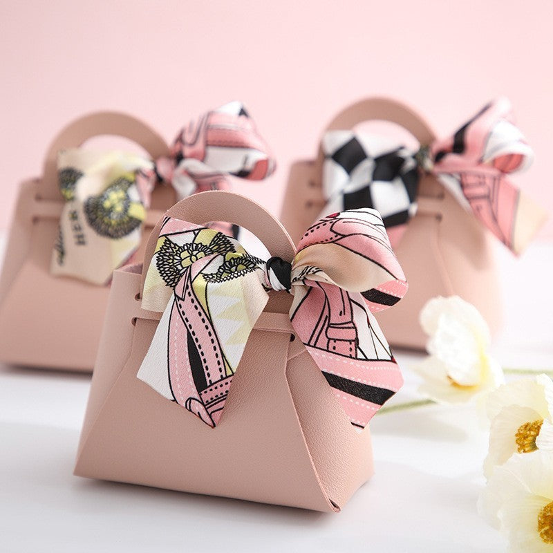 【SG Stock】Wedding Candy Box Leather Handbag with Ribbon Christmas Candy Boxes Gift Bag For Birthday Party Wedding Event