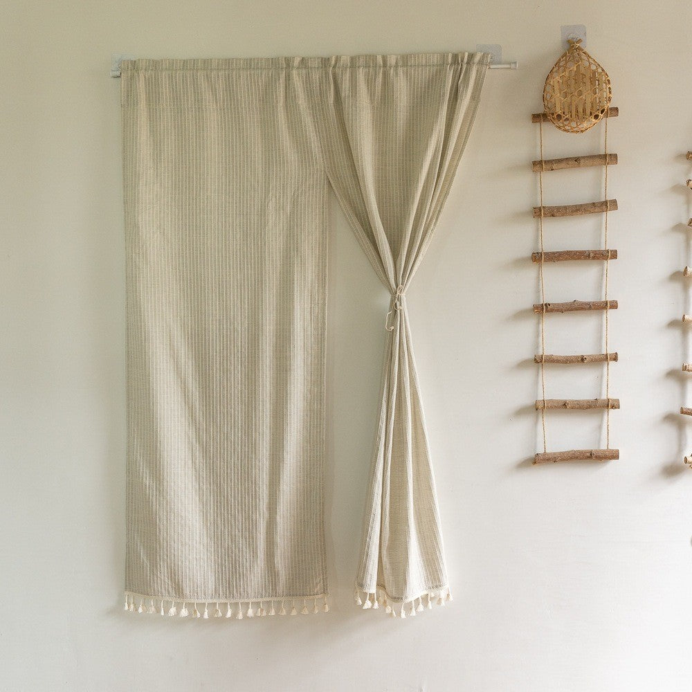 Japanese Cotton Linen Blackout Door Curtain - Punch-Free Partition Hanging for Kitchen/Bedroom | Privacy Room Divider