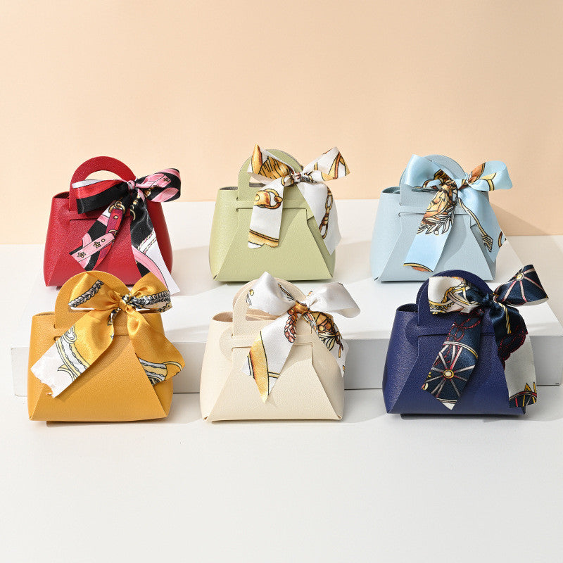 【SG Stock】Wedding Candy Box Leather Handbag with Ribbon Christmas Candy Boxes Gift Bag For Birthday Party Wedding Event
