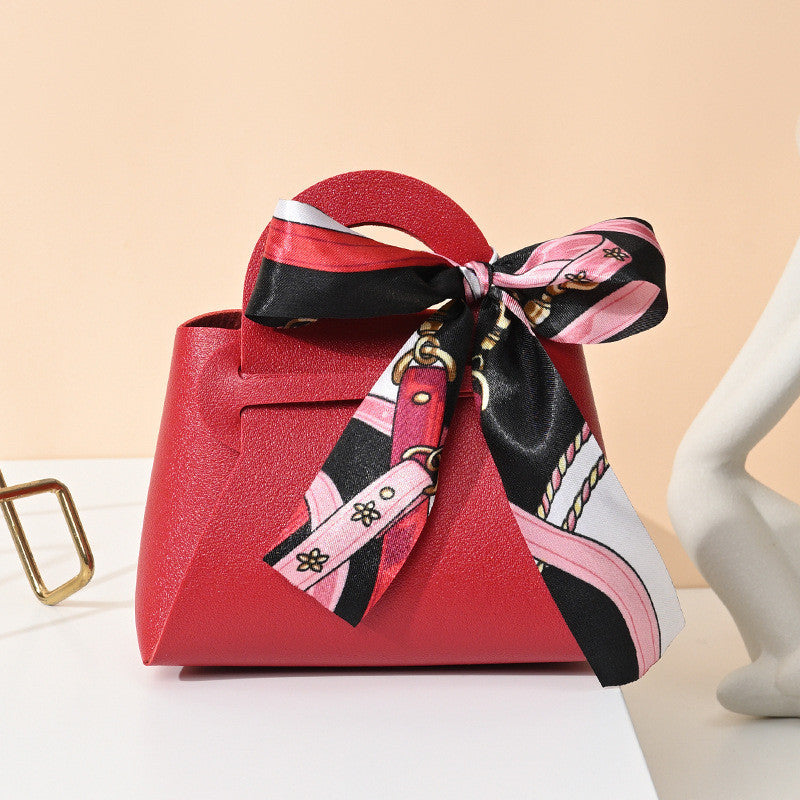 【SG Stock】Wedding Candy Box Leather Handbag with Ribbon Christmas Candy Boxes Gift Bag For Birthday Party Wedding Event