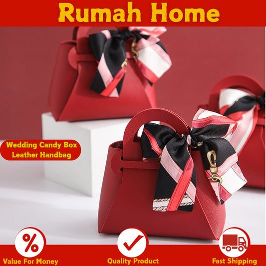 【SG Stock】Wedding Candy Box Leather Handbag with Ribbon Christmas Candy Boxes Gift Bag For Birthday Party Wedding Event