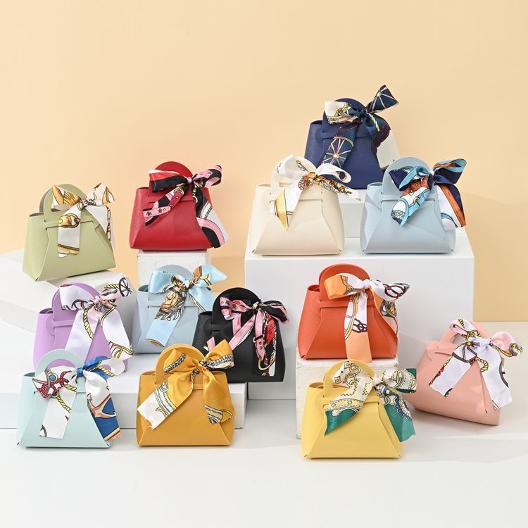 【SG Stock】Wedding Candy Box Leather Handbag with Ribbon Christmas Candy Boxes Gift Bag For Birthday Party Wedding Event