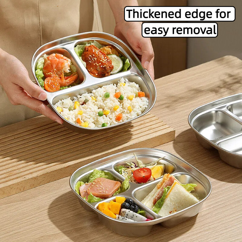 Baby Food Tray SUS 304 Stainless Food Tray Divided Dinner Tray Kids Lunch Box Container Food