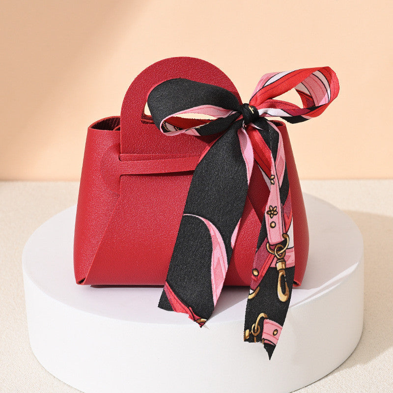 【SG Stock】Wedding Candy Box Leather Handbag with Ribbon Christmas Candy Boxes Gift Bag For Birthday Party Wedding Event